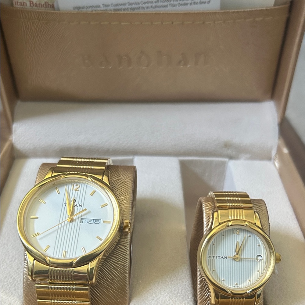 Titan Men's Gold and White Watch Set